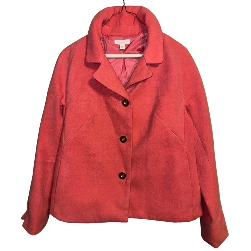 Vintage Charter Club Jacket Corpcore Hibiscus Pink Peacoat Gold Buttons Size L